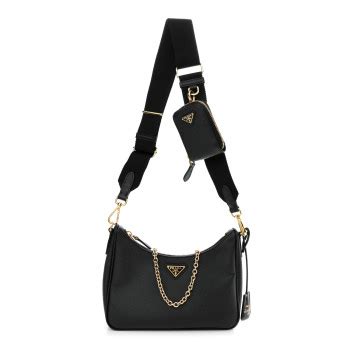 prada saffiano lux re-edition 2005 shoulder bag black|prada saffiano leather bag.